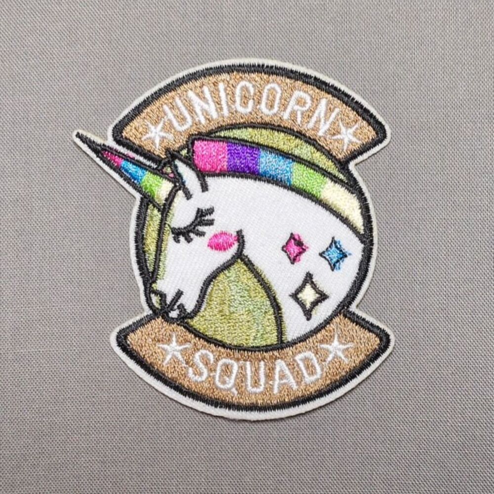 Unicorn Squad Iron On Patch | Cute Rainbow Embroidered Patch